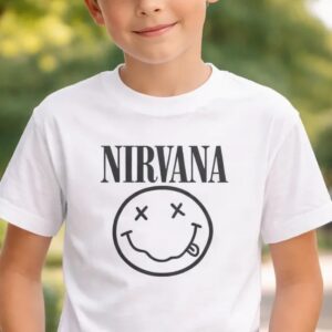 2 Camiseta Branca Infantil Unissex Nirvana mlc