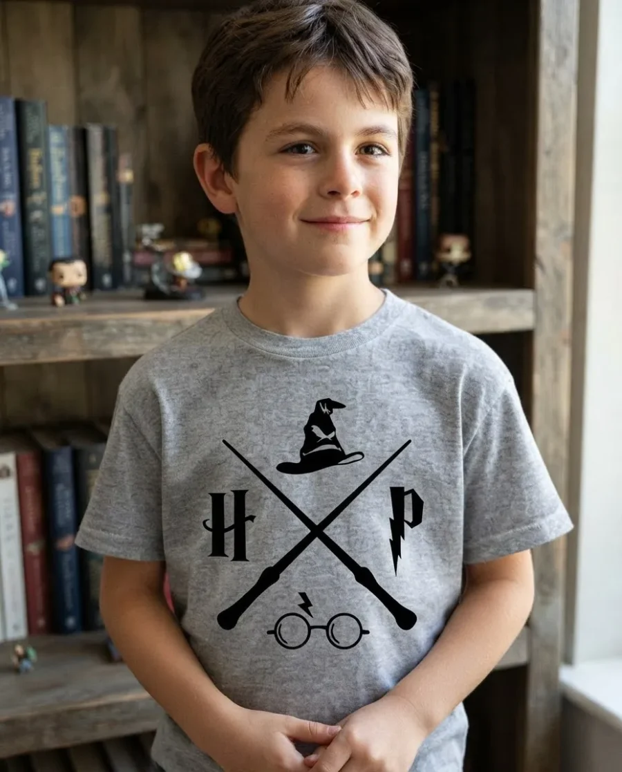 2 Camiseta Cinza Infantil Unissex Harry Potter mlc