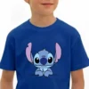 2 Camiseta Azul Royal Infantil Unissex Stitch mlc