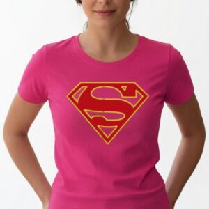 2 Camiseta Rosa Baby Look Feminina Supergirl mlc