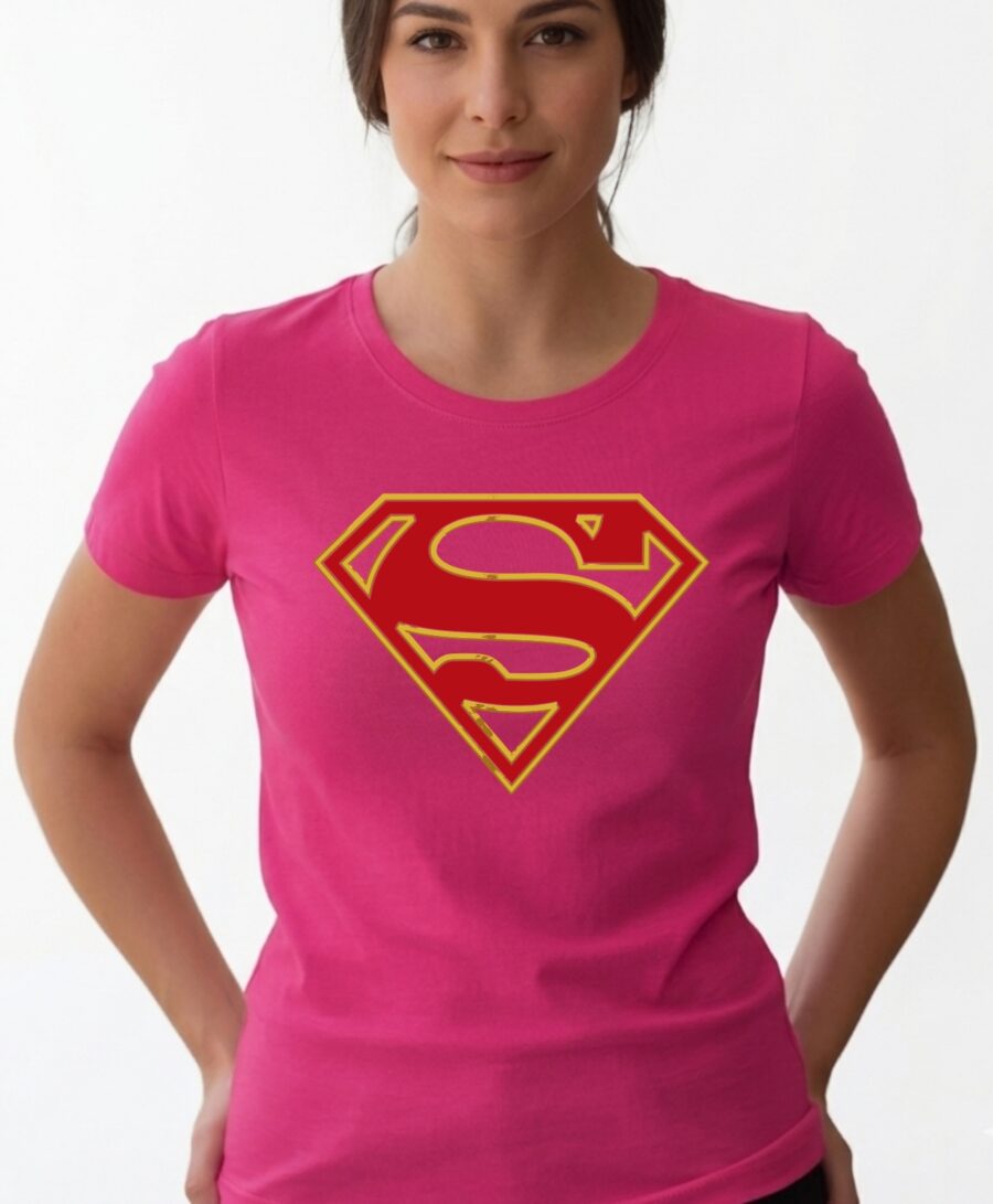 Camiseta Rosa Baby Look Feminina Supergirl mlr