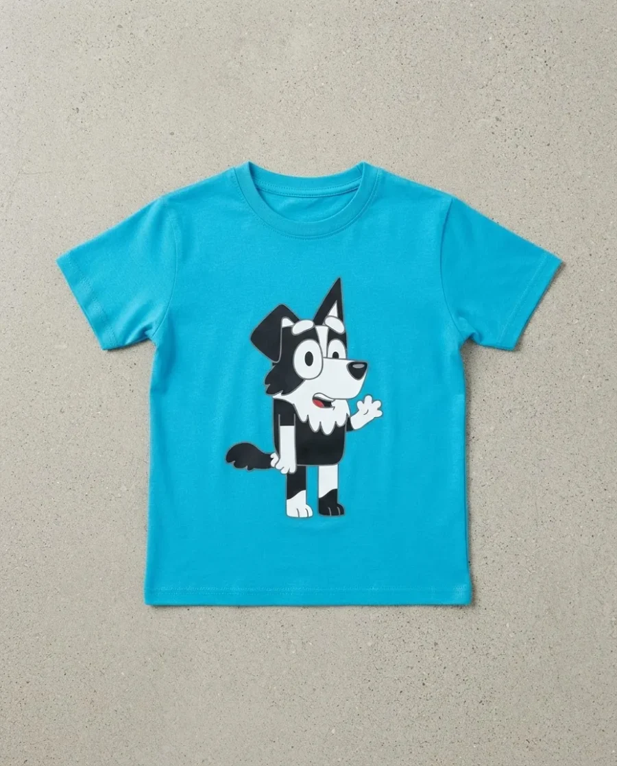 Camiseta Azul-turquesa Manga Curta Infantil Bluey Mackenzie mlc
