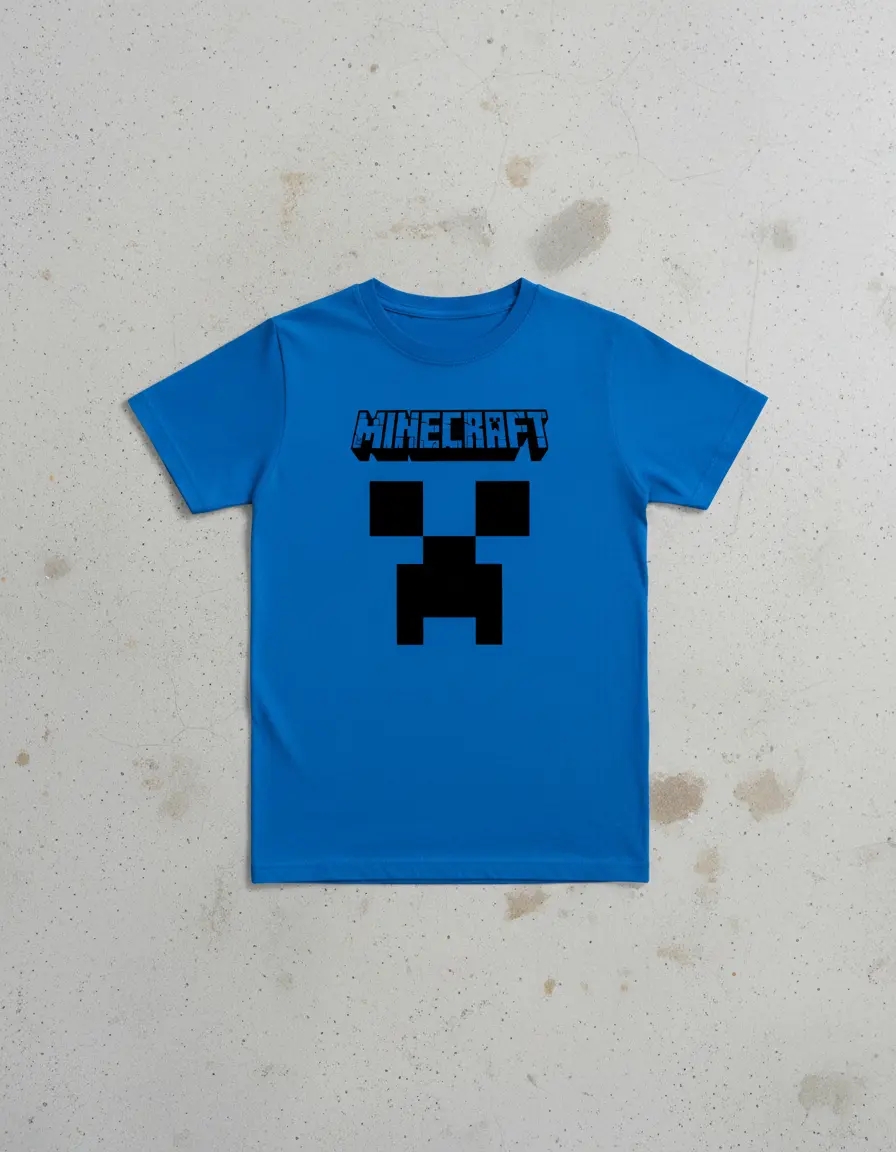 Camiseta Azul Infantil Minecraft mlc
