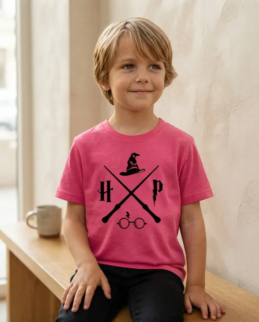 2 Camiseta Rosa Infantil Unissex Harry Potter mlc
