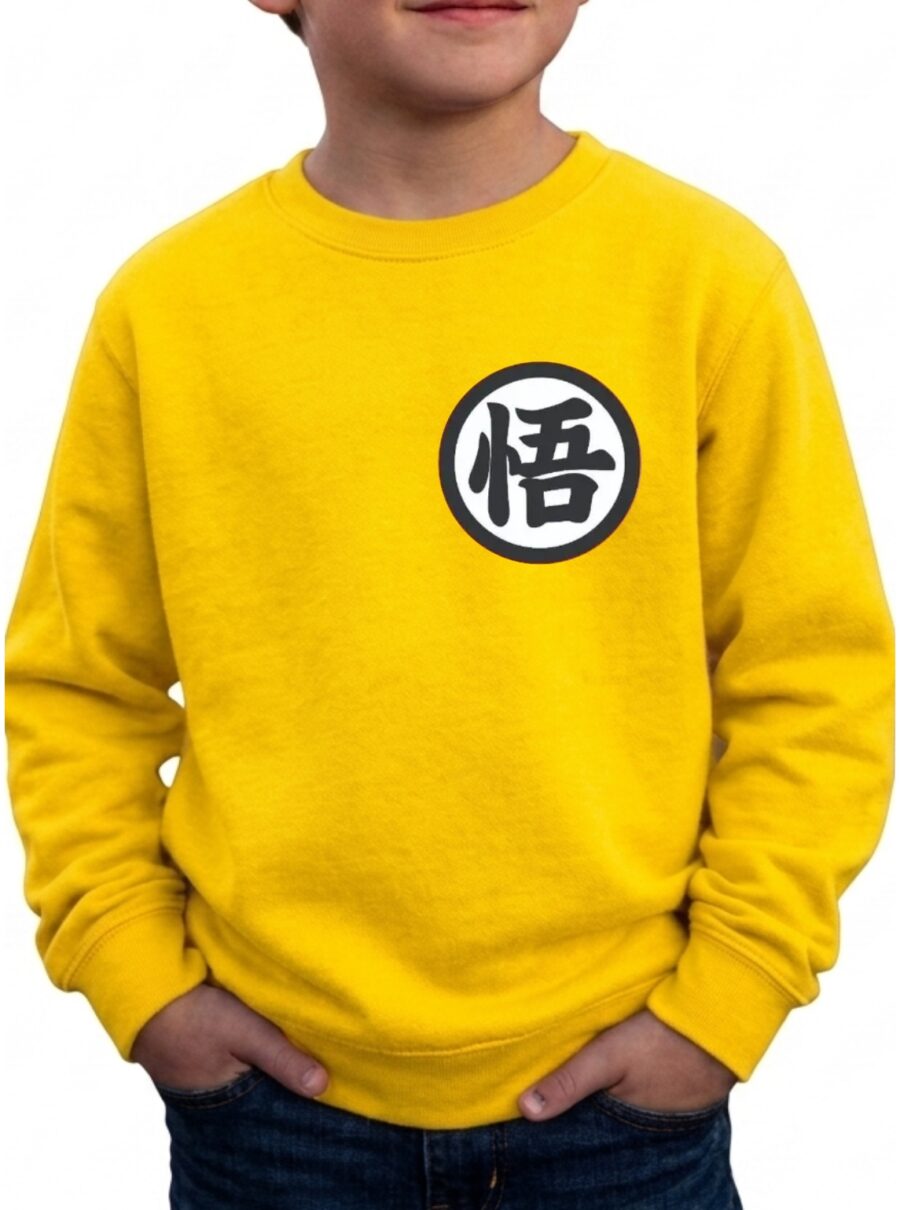 2 Moletom Amarelo Algodão Flanelado Infantil Dragon Ball Goku Silk Screen mlc