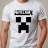 Camiseta Branca Manga Curta Adulto Unissex Verde Minecraft mlc