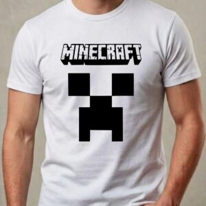 2 Camiseta Branca Manga Curta Adulto Unissex Verde Minecraft mlc