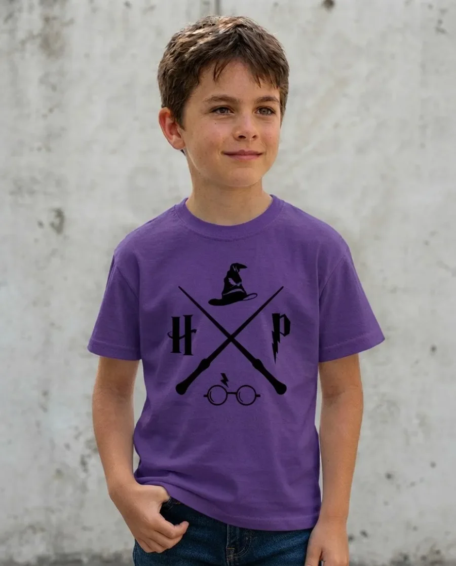 Camiseta Roxa Infantil Unissex Harry Potter mlc