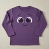 Camiseta Roxa Manga Longa Infantil Unissex Bolofofos mlr