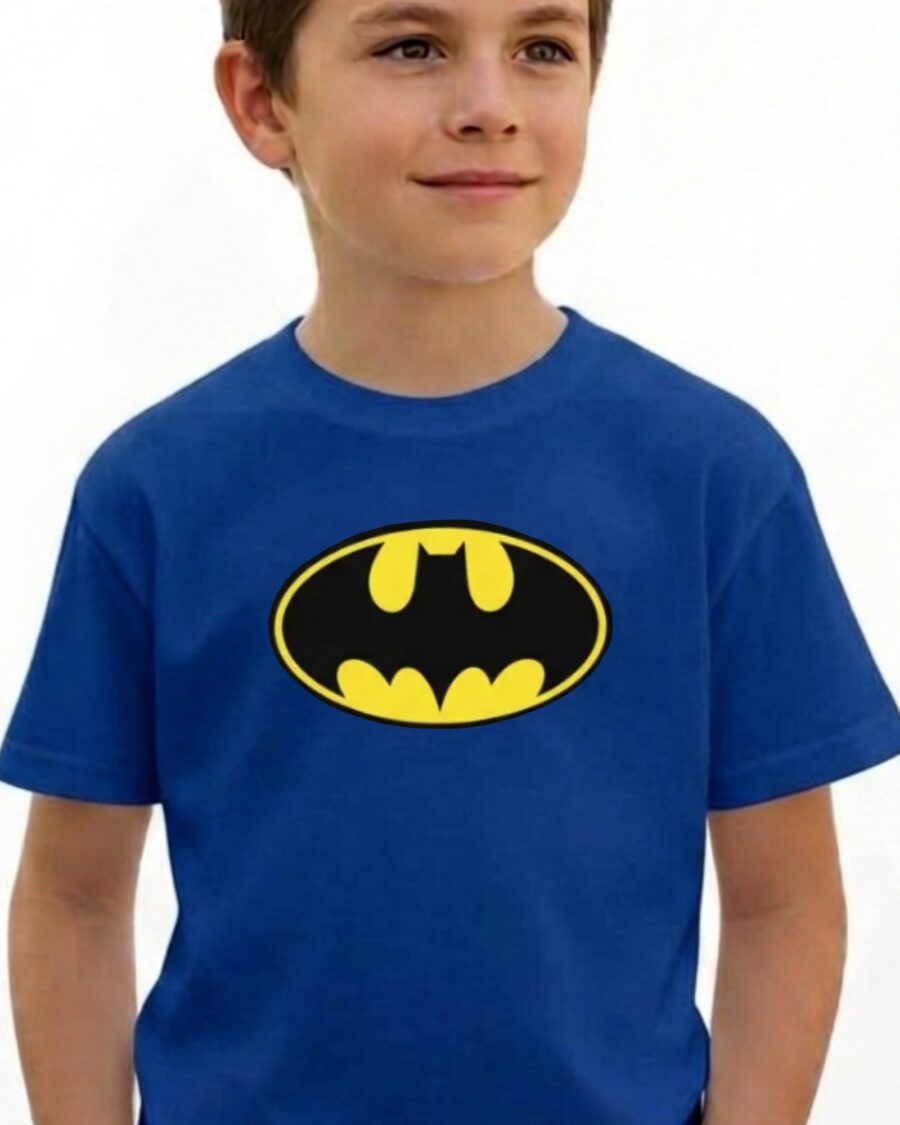 Camiseta Azul Infantil Batman Heroi mlr