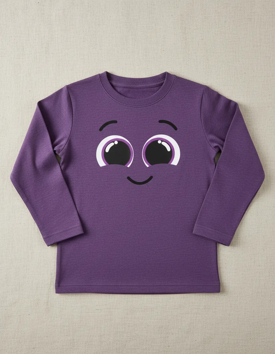 Camiseta Roxa Manga Longa Infantil Unissex Bolofofos mlr