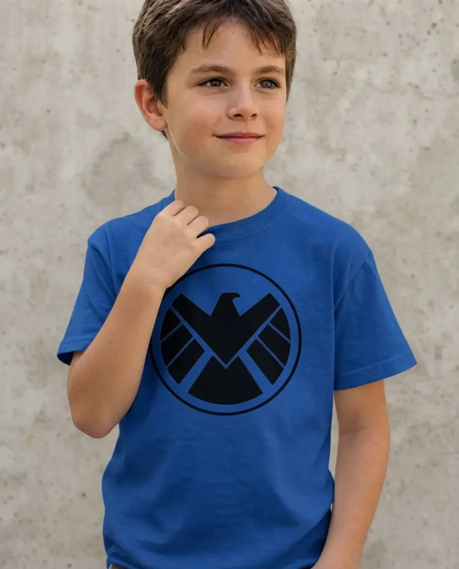 Camiseta Azul Infantil Unissex Shield mlc