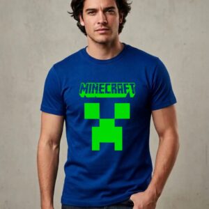 2 Camiseta Azul Ss Adulto Minecraft mlc