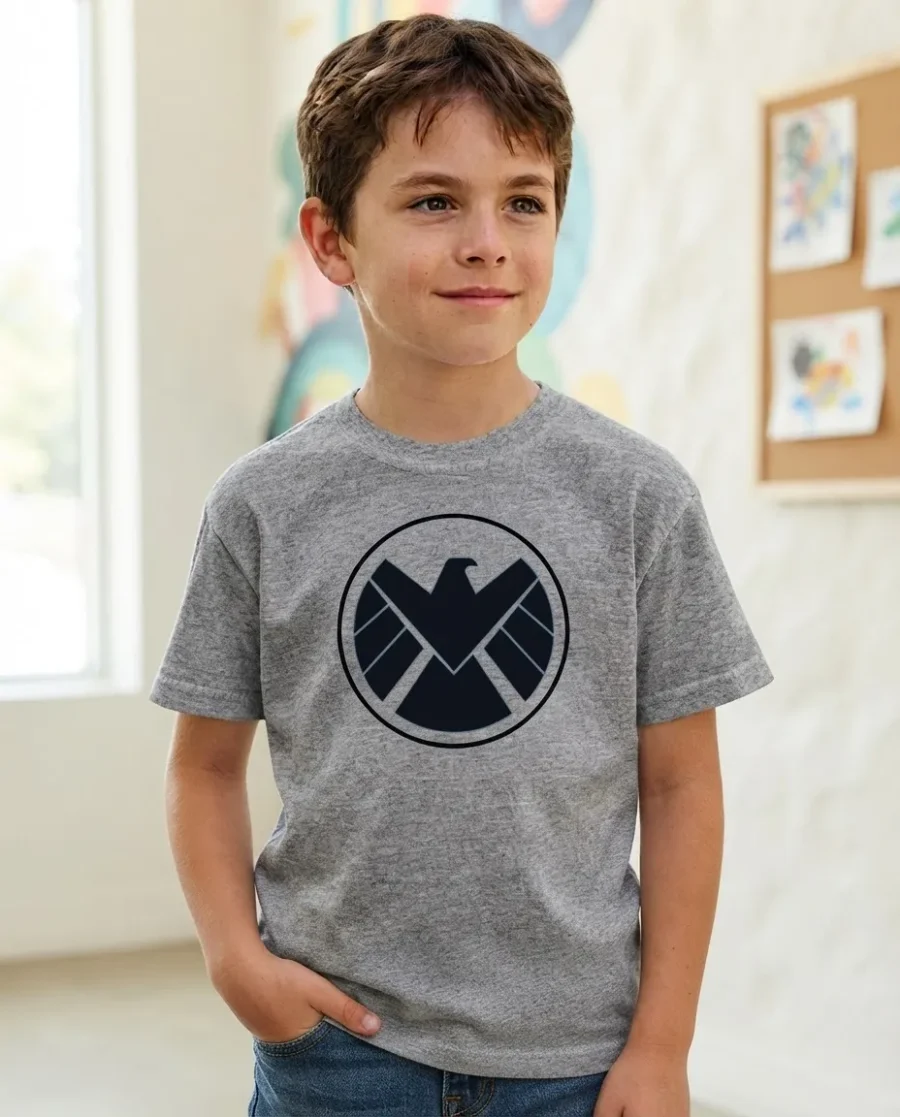 Camiseta Cinza Infantil Unissex Shield mlc