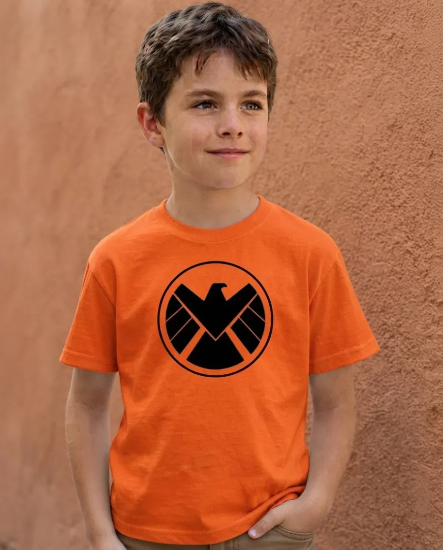 Camiseta Laranja Infantil Unissex Shield mlc