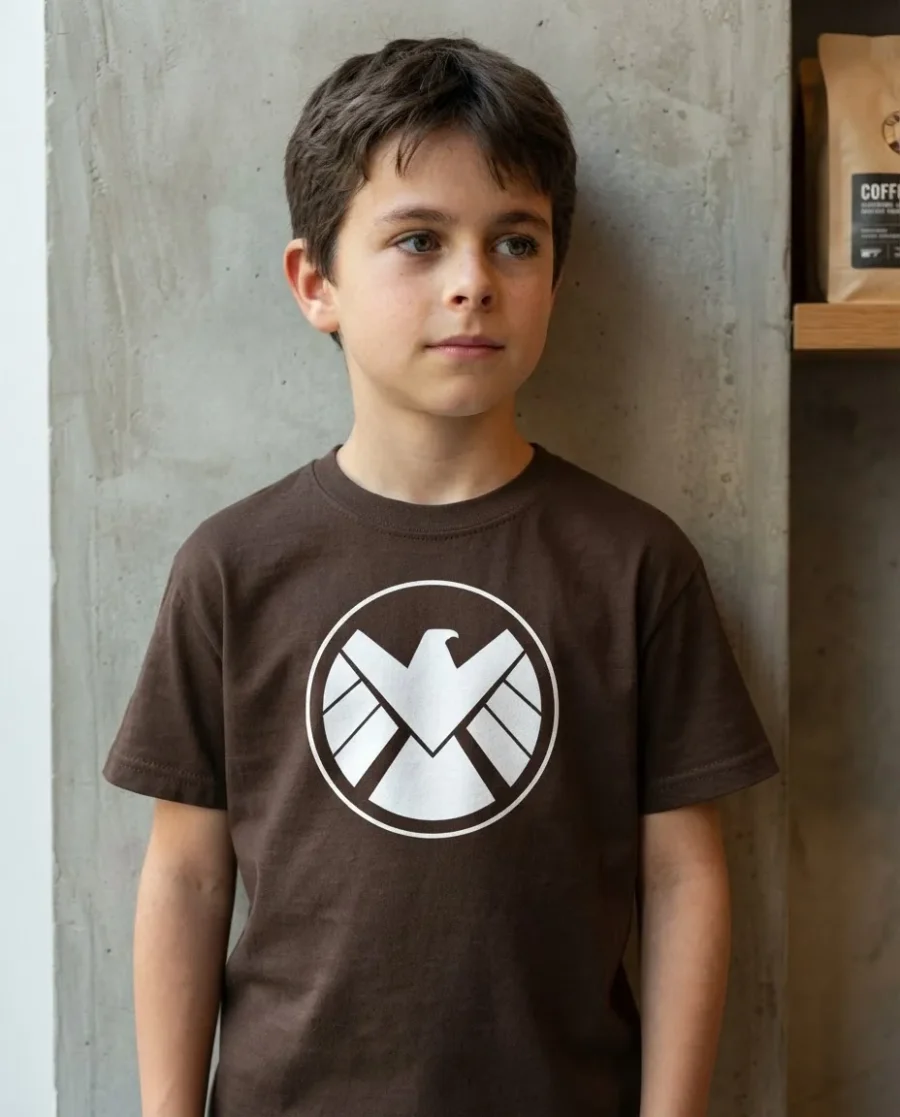 Camiseta Marrom Infantil Unissex Shield mlc