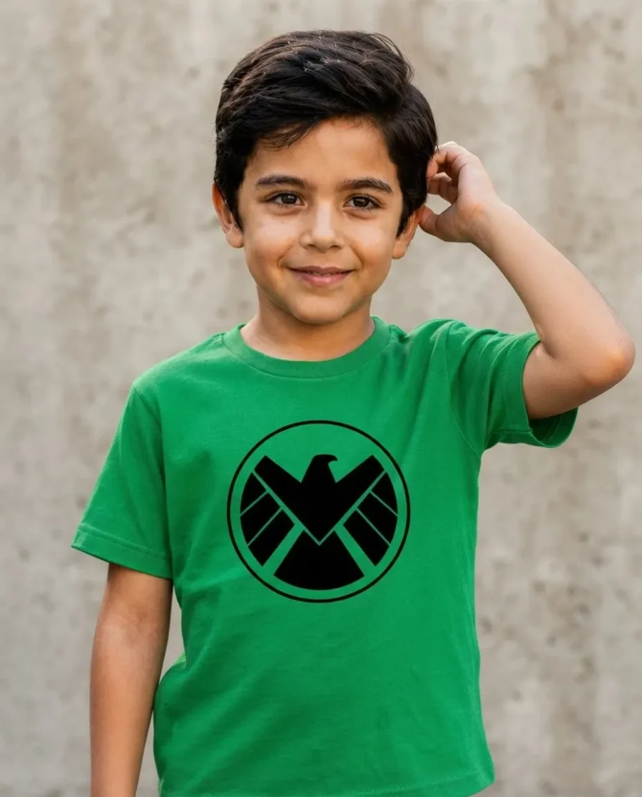 Camiseta Verde Infantil Unissex Shield mlc