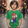 2 Camiseta Verde Infantil Unissex Super Mario Bros Mod 2 mlr