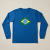 Camiseta Baby Look Manga Longa Azul Copa ( Meu Brasil ) mlc