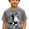 Camiseta Cinza Manga Curta Infantil Bluey Mackenzie mlr