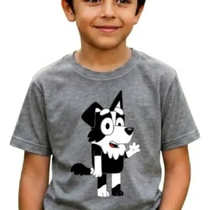 2 Camiseta Cinza Manga Curta Infantil Bluey Mackenzie mlc