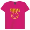 Camiseta Rosa Infantil Unissex Nirvana mlc