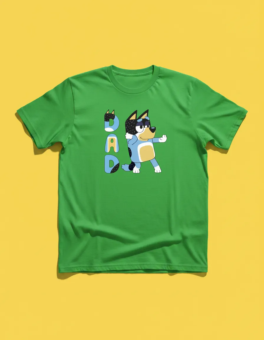 Camiseta Verde Masculina Unissex Bluey Pai spe