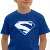 Camiseta Azul Infantil Unissex Super Homem Elétrico mlc