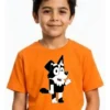 Camiseta Laranja Manga Curta Infantil Bluey Mackenzie mlc