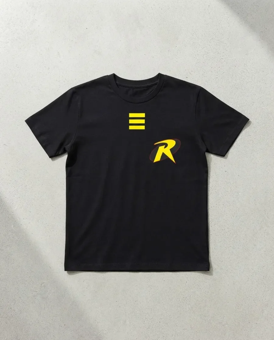 Camiseta Preta Infantil Unissex Robin mlc