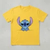 Camiseta Amarela Infantil Unissex Stitch mlc