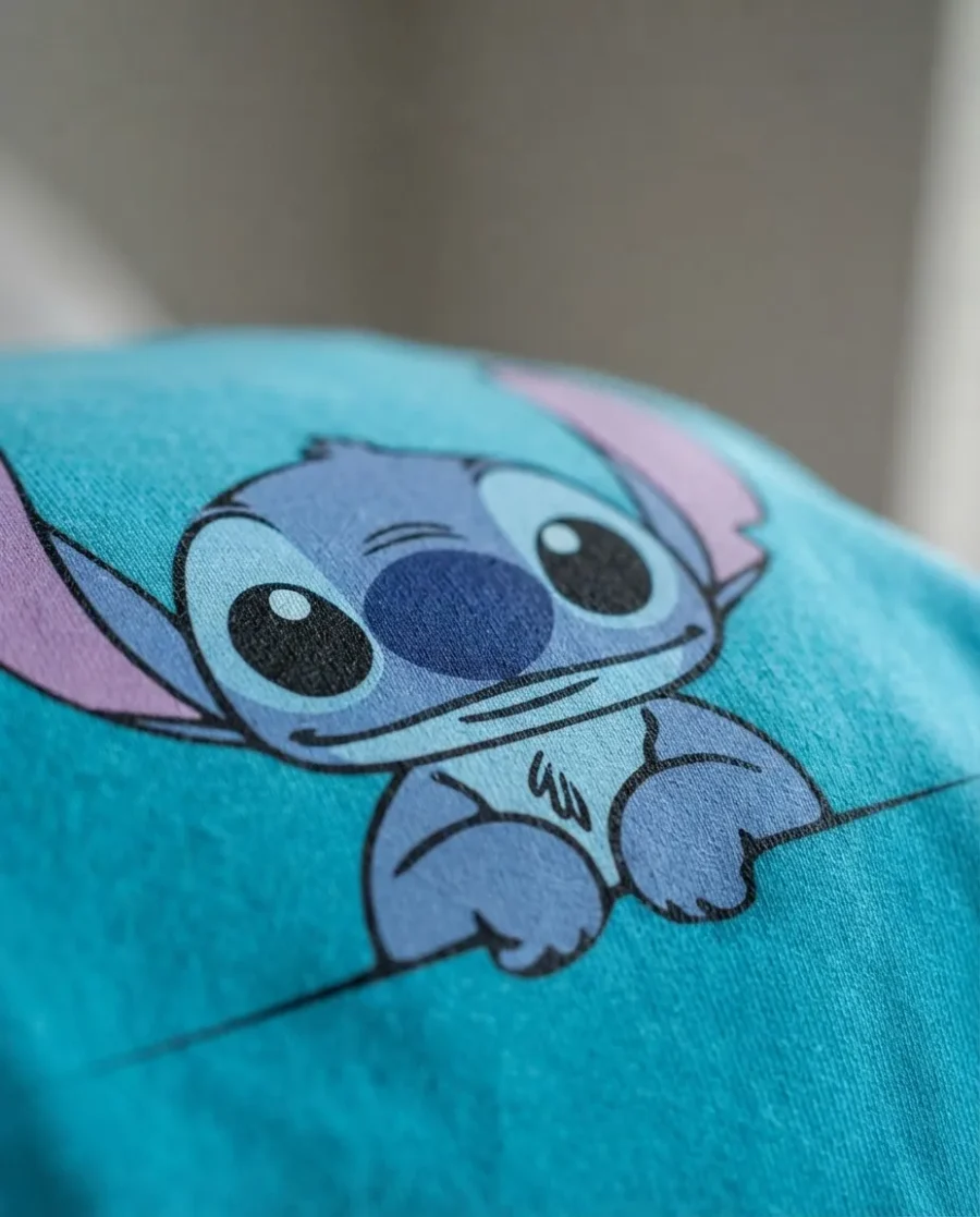 Camiseta Azul-turquesa Infantil Unissex Stitch mlc