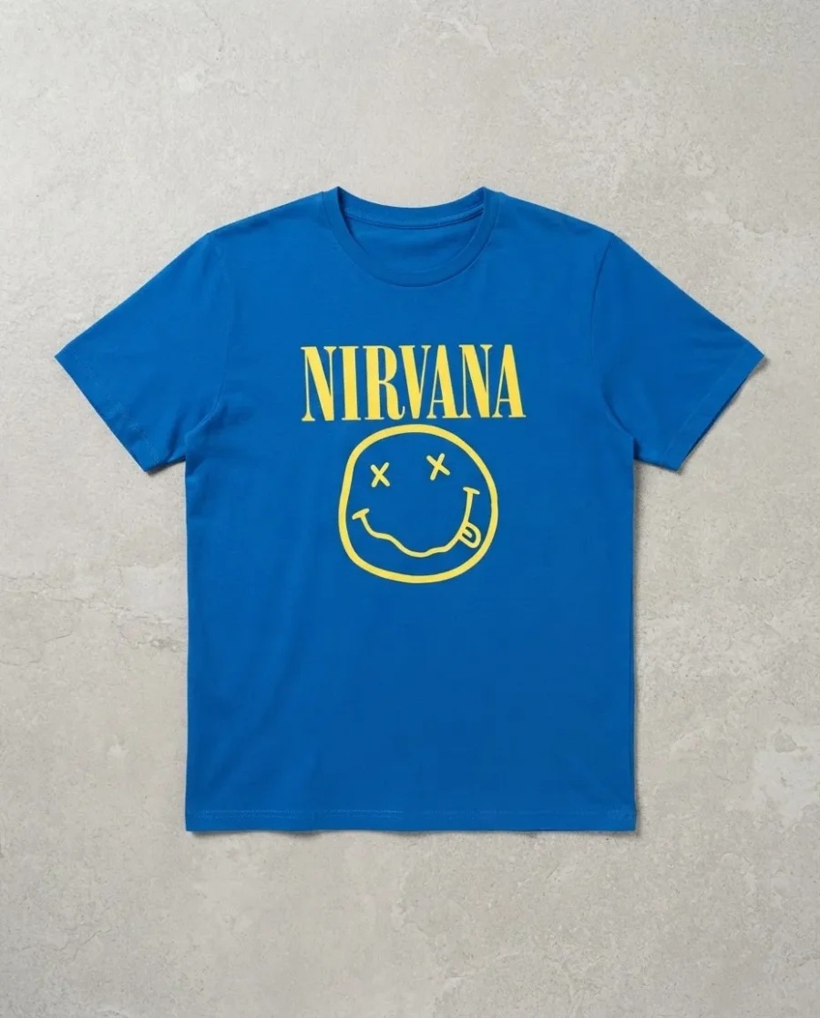 Camiseta Azul Adulto Unissex Nirvana spe