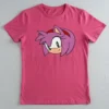 Camiseta Rosa Baby Look Feminina Amy Rose Sonic mlc