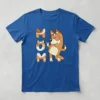 Camiseta Azul Baby Look Feminina Bluey Mãe mlr