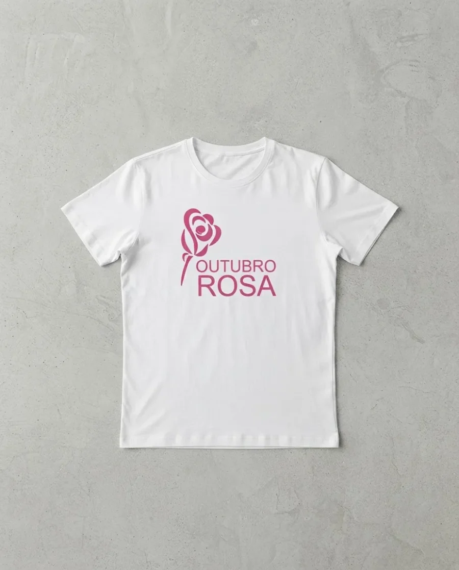 Camiseta Branca Baby Look Feminina Outubro Rosa mlc