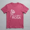 Camiseta Rosa Logo Branco Tradicional Adulto Unissex Outubro Rosa mlc