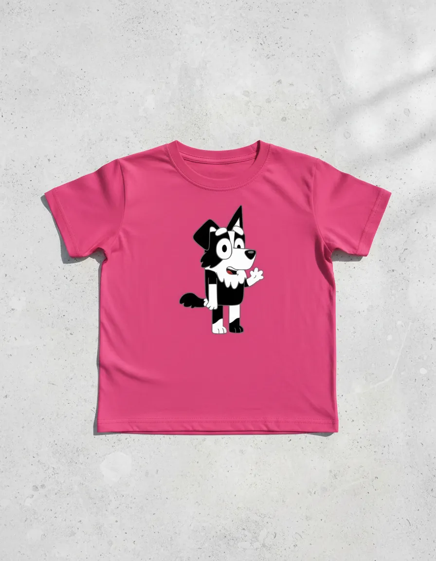 Camiseta Rosa Manga Curta Infantil Bluey Mackenzie mlr