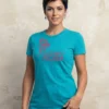 Camiseta Azul-turquesa Baby Look Feminina Outubro Rosa spe