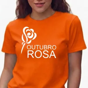 2 Camiseta Laranja Baby Look Feminina Outubro Rosa mlc
