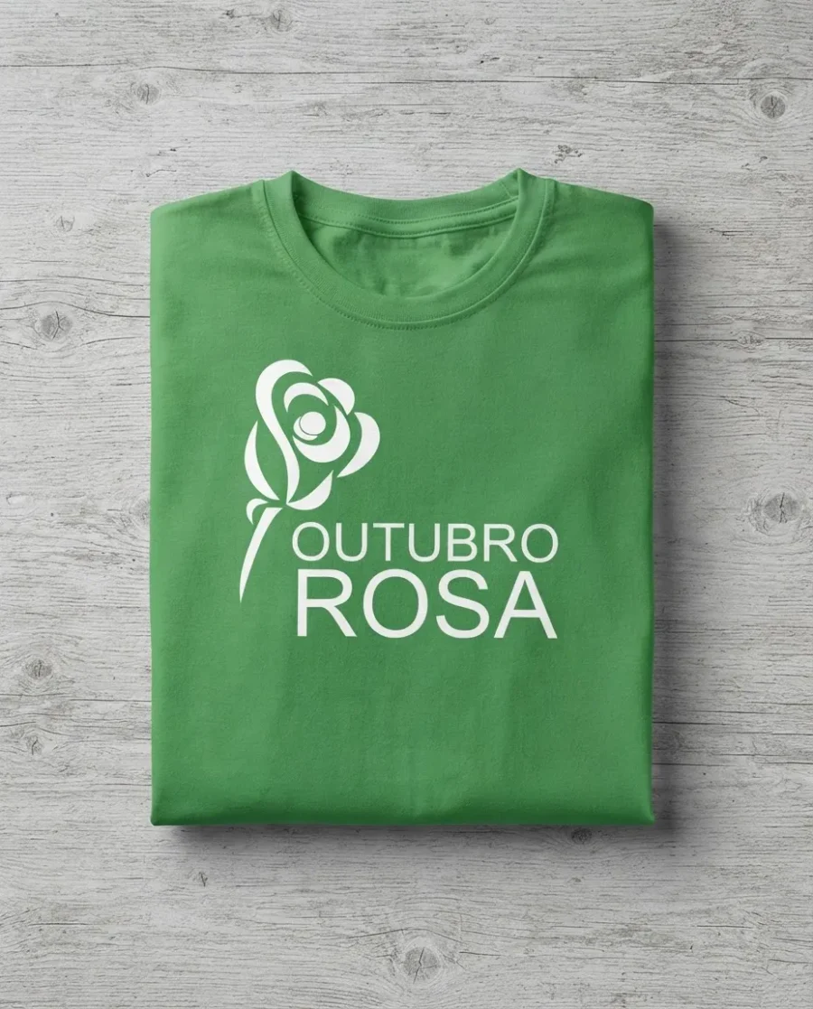 Camiseta Verde Baby Look Feminina Outubro Rosa mlc