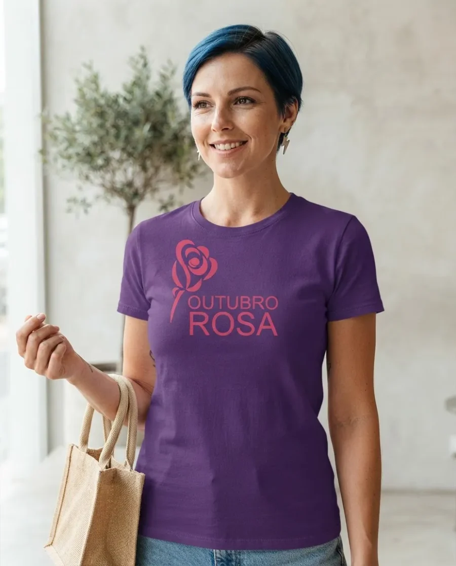 Camiseta Roxa Baby Look Feminina Outubro Rosa mlr
