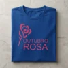 Camiseta Azul Tradicional Adulto Unissex Outubro Rosa mlc