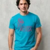 Camiseta Azul-turquesa Tradicional Adulto Unissex Outubro Rosa mlc