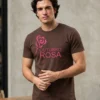 Camiseta Marrom Tradicional Adulto Unissex Outubro Rosa mlc