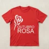Camiseta Vermelha Tradicional Adulto Unissex Outubro Rosa mlc