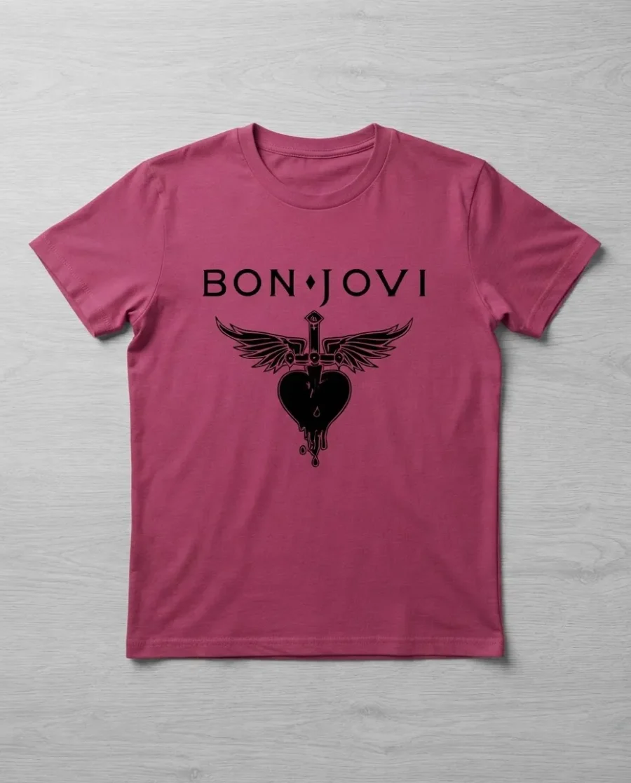 Camiseta Rosa Baby Look Feminina Bon Jovi mlc