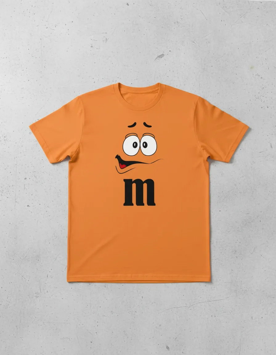 2 Camiseta Laranja Adulto Masculino m&m Carinha mlc