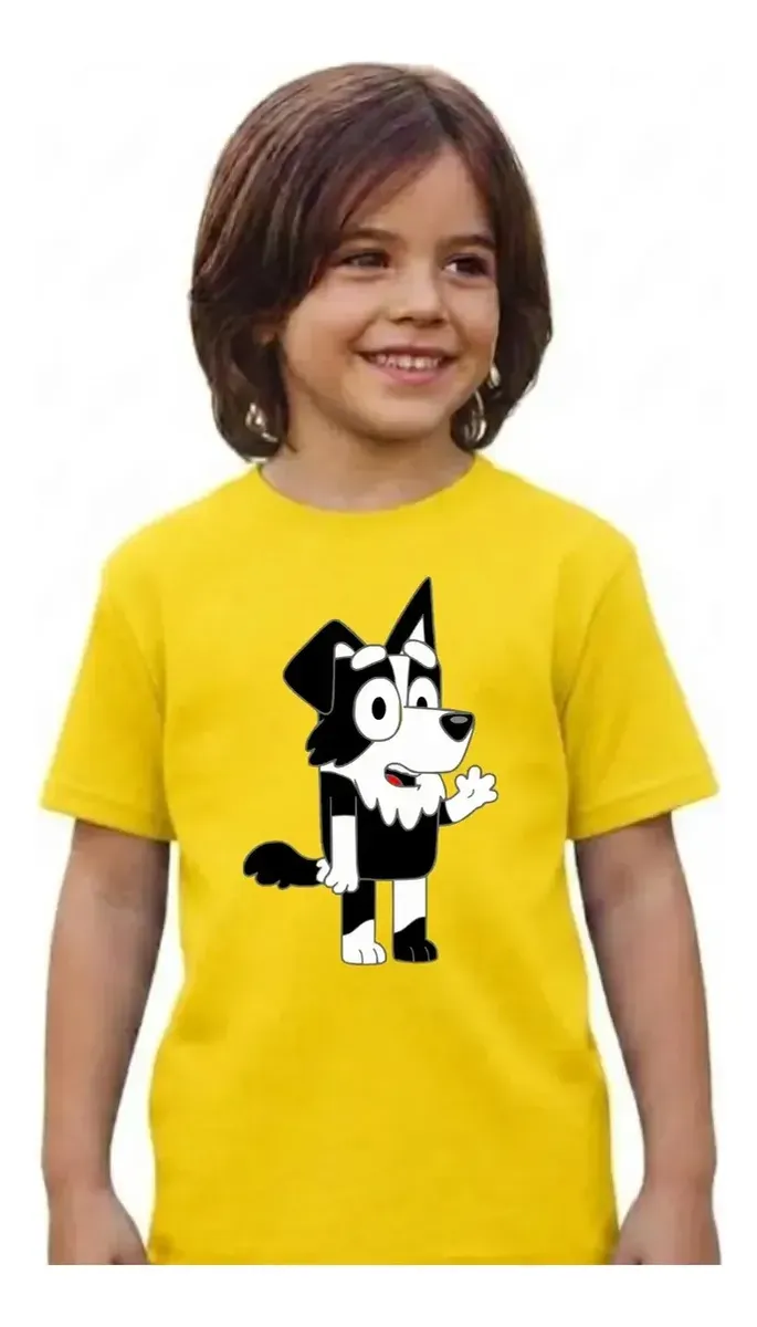 Camiseta Amarela Manga Curta Infantil Bluey Mackenzie mlc