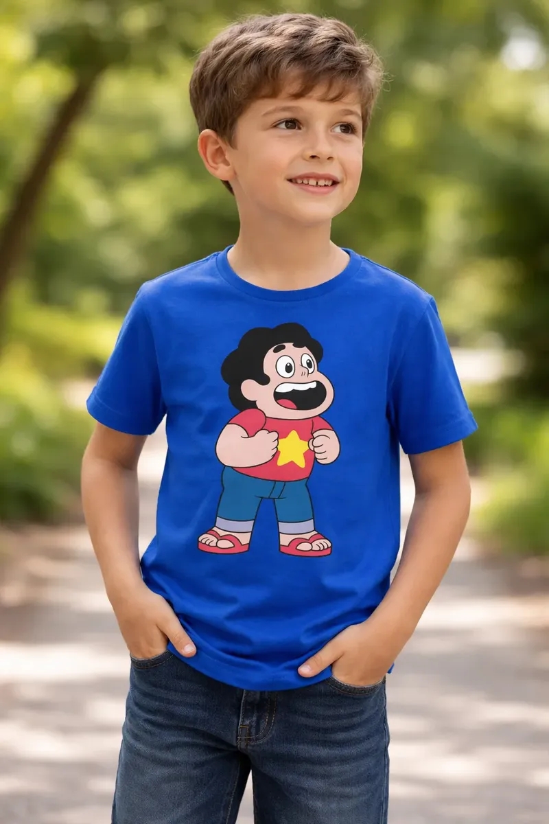 Camiseta Azul Steven Universo ( Infantil ) mlc
